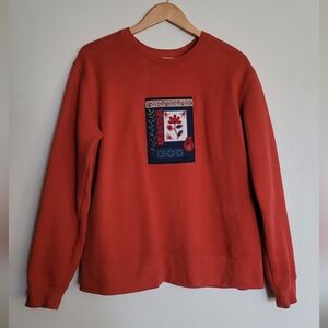 Field Gear Fleecy Cotton Blend Pullover Autumn Sweatshirt, Women's XL, Orange